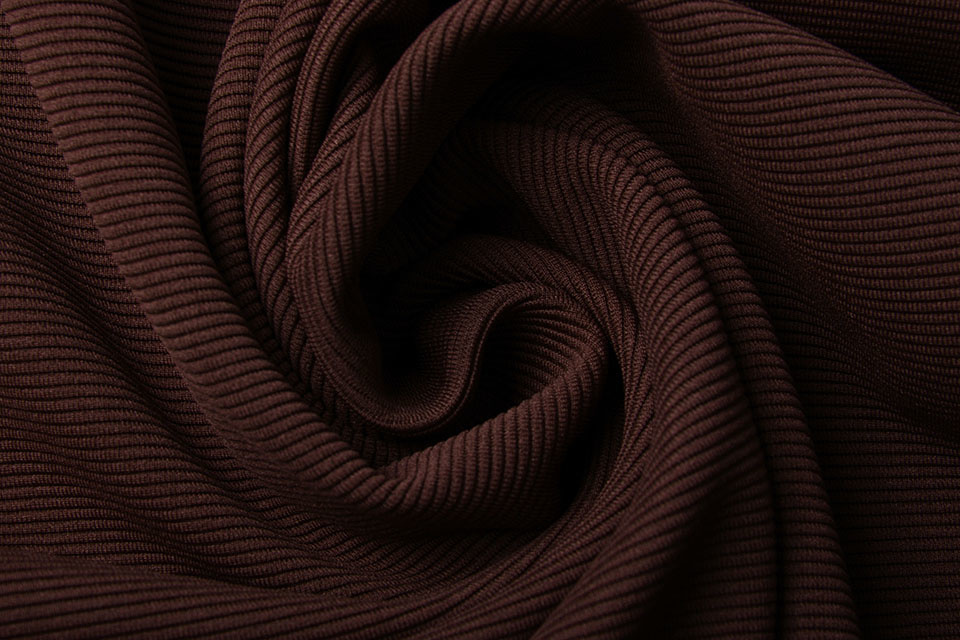 Ottoman Rib Jersey Stof Bordeaux Bruin