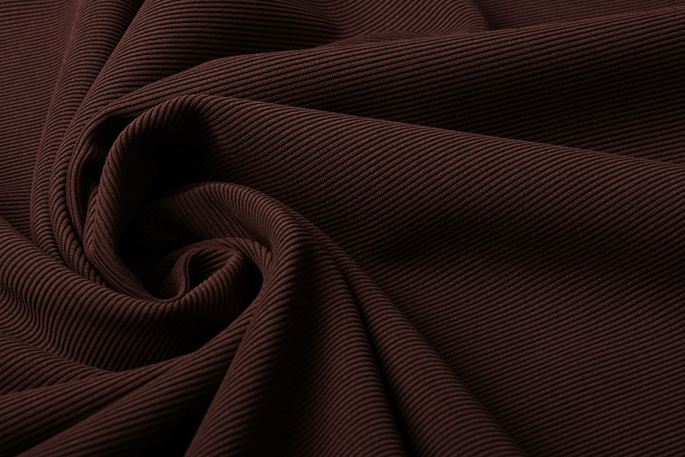 Ottoman Rib Jersey Stof Bordeaux Bruin