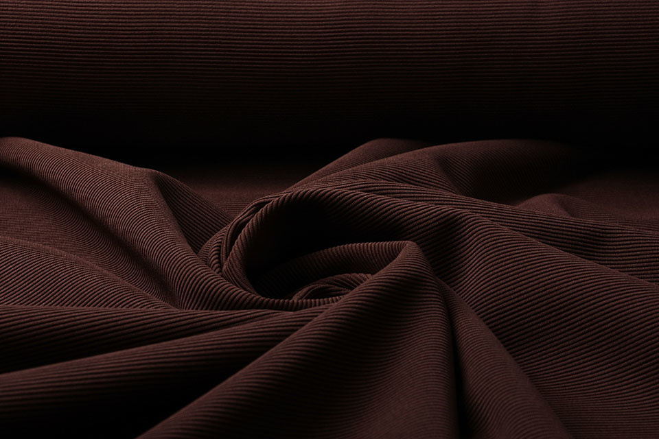 Ottoman Rib Jersey Stof Bordeaux Bruin