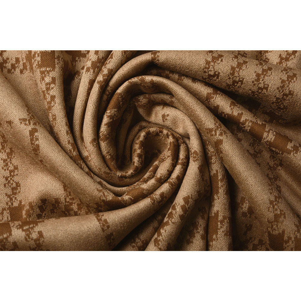 Scuba Suede Thick Jacquard Checkered Camel YES Fabrics