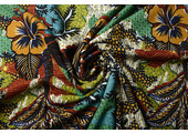 Scuba Crepe Printed Flower Garden Multi Green