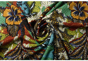 Scuba Crepe Bedrukt Bloementuin Multi Groen