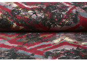 Jersey Fabric Tie Dye Flowers Red