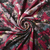 Jersey Fabric Tie Dye Flowers Red