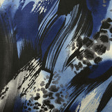 Jersey Fabric Aquarel Flowers Blauw