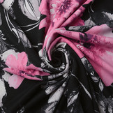 Jersey Fabric Aquarel Flowers Pink