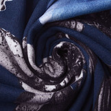 Jersey Stof Aquarel Bloemen Blauw