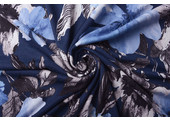 Jersey Fabric Aquarel Flowers Blue