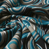 Jersey Stof Cirkels Blauw