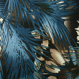 Jersey Stoff Blätter Blau