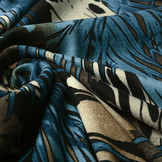 Jersey Fabric Leaves Blue