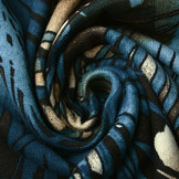 Jersey Fabric Leaves Blue