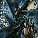 Jersey Fabric Leaves Blue