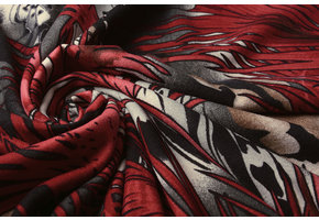 Jersey Stof Bladeren Rood