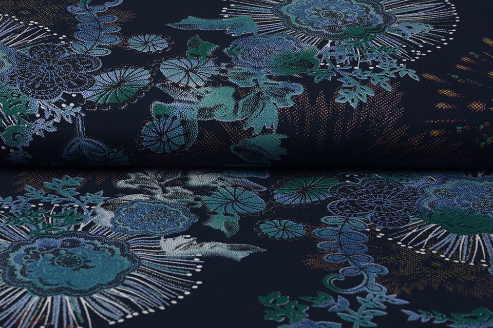 100% Viscose Flores Unicas Blue