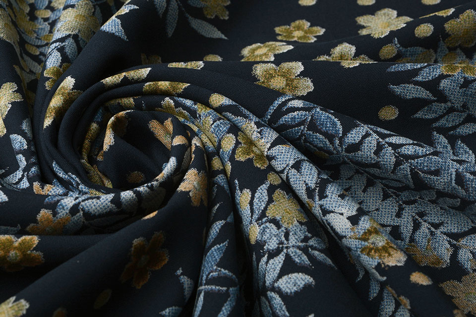 100% Viscose Blossom Branch Blue