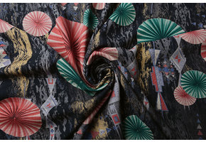 100% Viscose Parasol Rood Groen