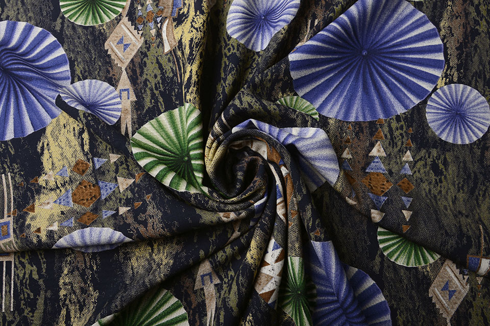 100% Viscose Parasol Blauw Groen