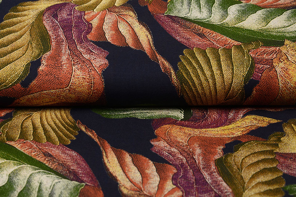 100% Viscose Bustani Leaves Multi 2