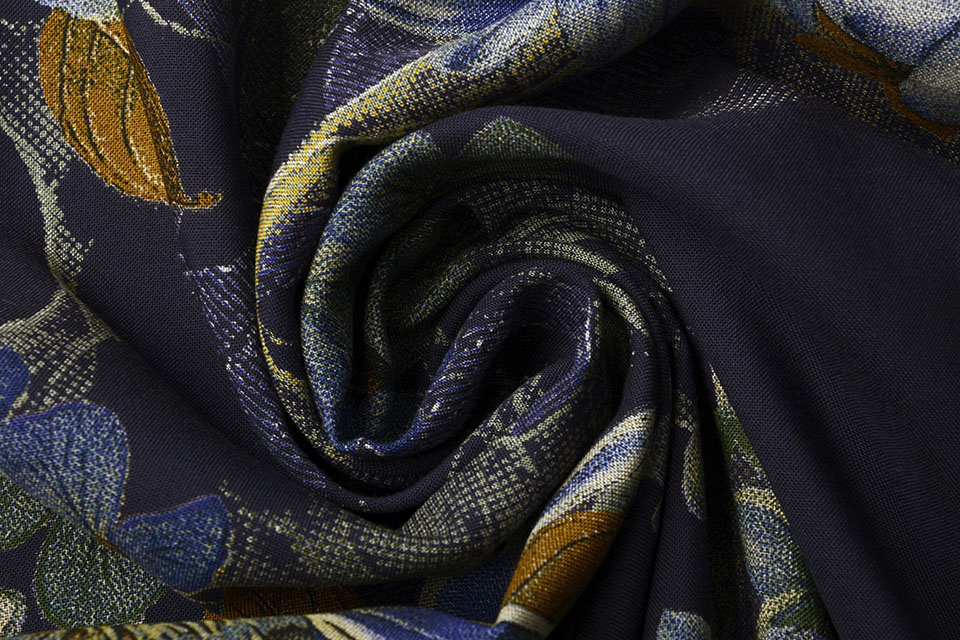100% Viscose Margriet Bloemen Blauw