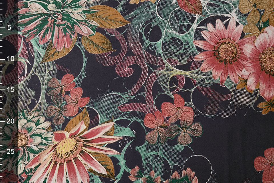 100% Viscose Daisy Flowers Red