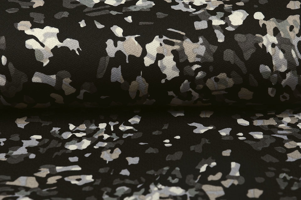 Jersey Crepe Camouflage Multi Zwart