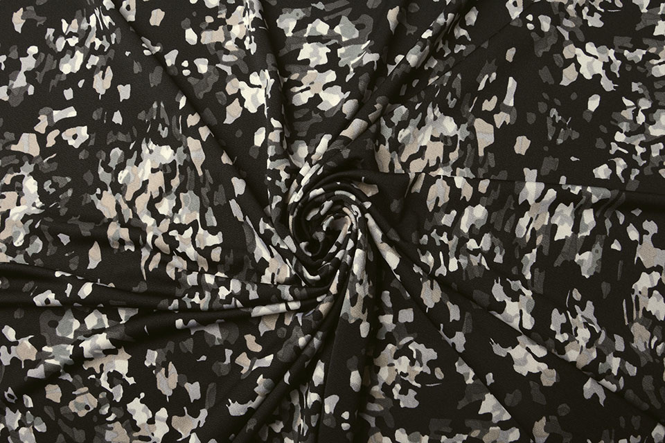 Jersey Crepe Camouflage Multi Zwart