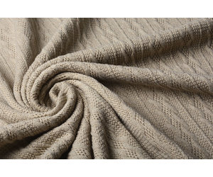 Knitted Ribbed Plush Stretch Velour Dress Fabric - Sand