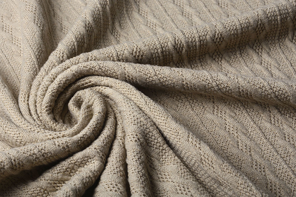 Knitted Ribbed Plush Stretch Velour Dress Fabric - Sand