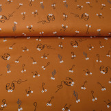 Cotton Jersey Music Note Rust Brique