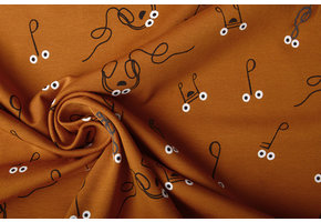 Cotton Jersey Music Note Rust Brique