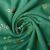Cotton Jersey Music Note Sea Green