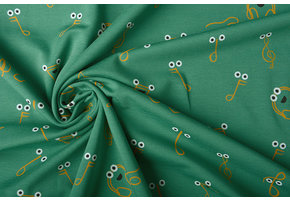 Cotton Jersey Music Note Sea Green