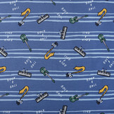 French Terry Streifen Musik Blau