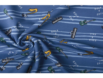 French Terry Stripes Music Blue