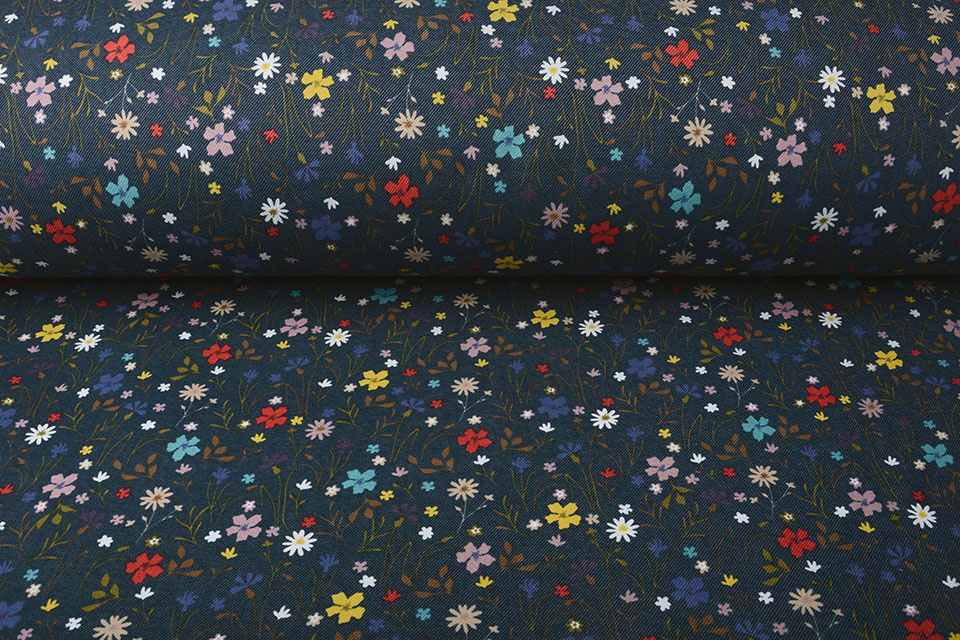 Jogging Alpenfleece Denim Bloemen Marine Blauw