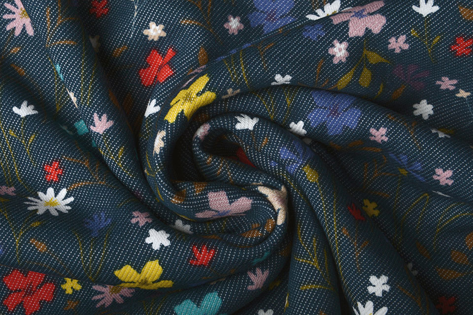 Jogging Alpenfleece Denim Bloemen Marine Blauw