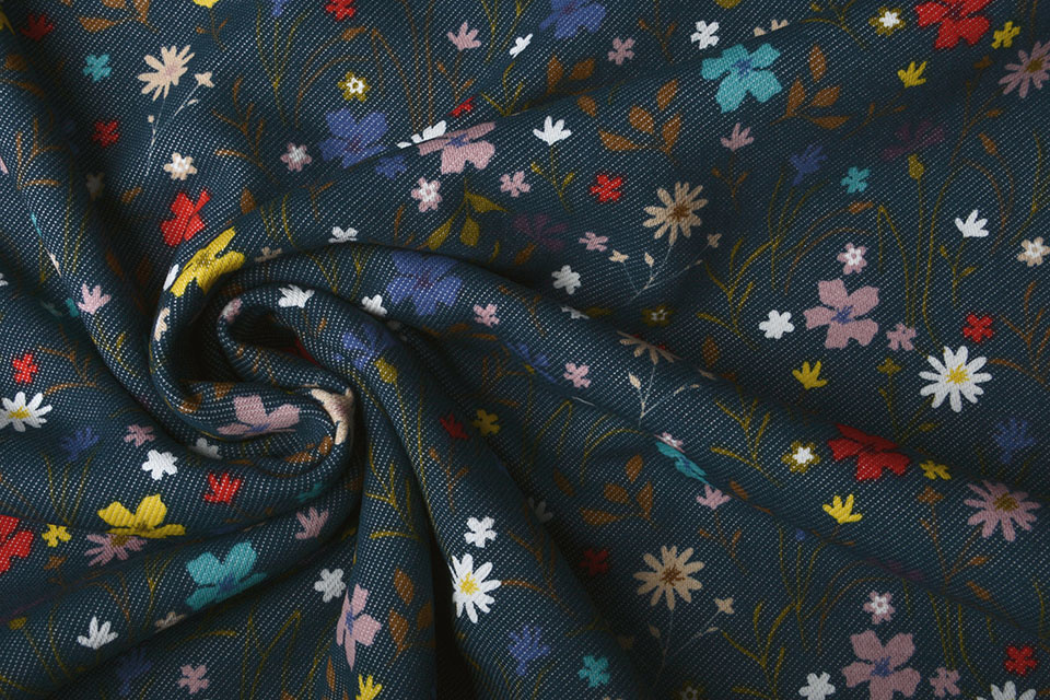 Jogging Alpenfleece Denim Bloemen Marine Blauw