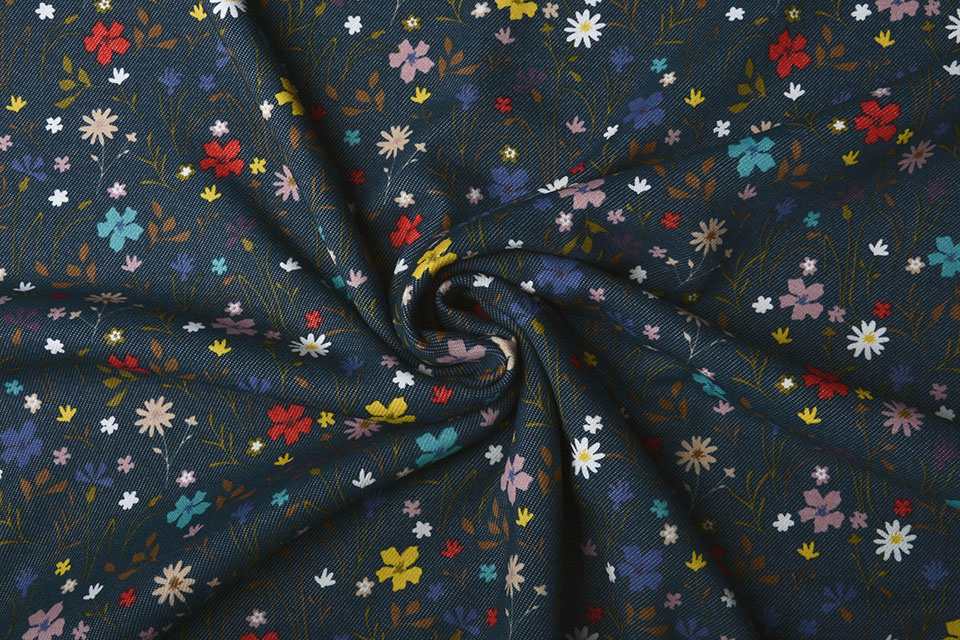 Jogging Alpenfleece Denim Bloemen Marine Blauw