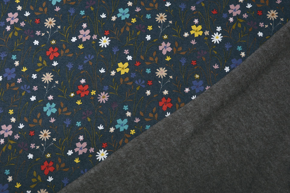 Jogging Alpenfleece Denim Bloemen Marine Blauw