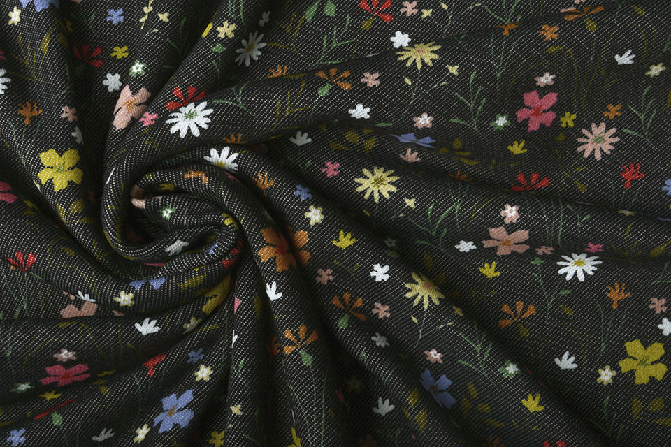 Jogging Alpenfleece Denim Flowers Black