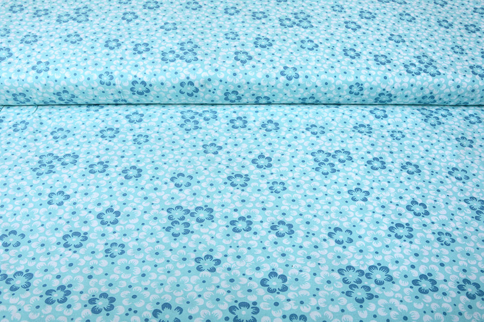 100% Cotton Annefleur Light Aqua