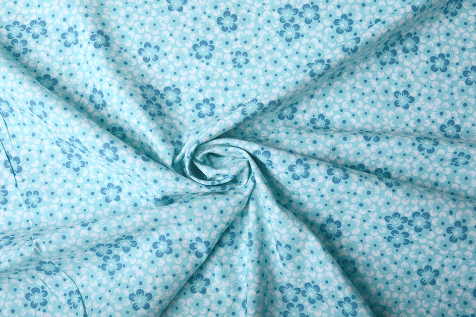 100% Cotton Annefleur Light Aqua