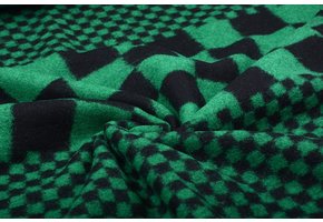 Paneel Gebreide Wollen stof Geblokt Groen