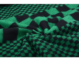 Panel Gestrickter WollStoff Kariert Grün