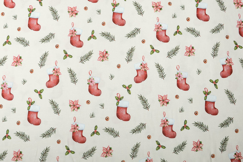 Cotton Jersey Christmas Stocking Creme