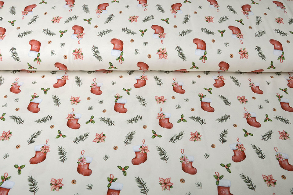Cotton Jersey Christmas Stocking Creme