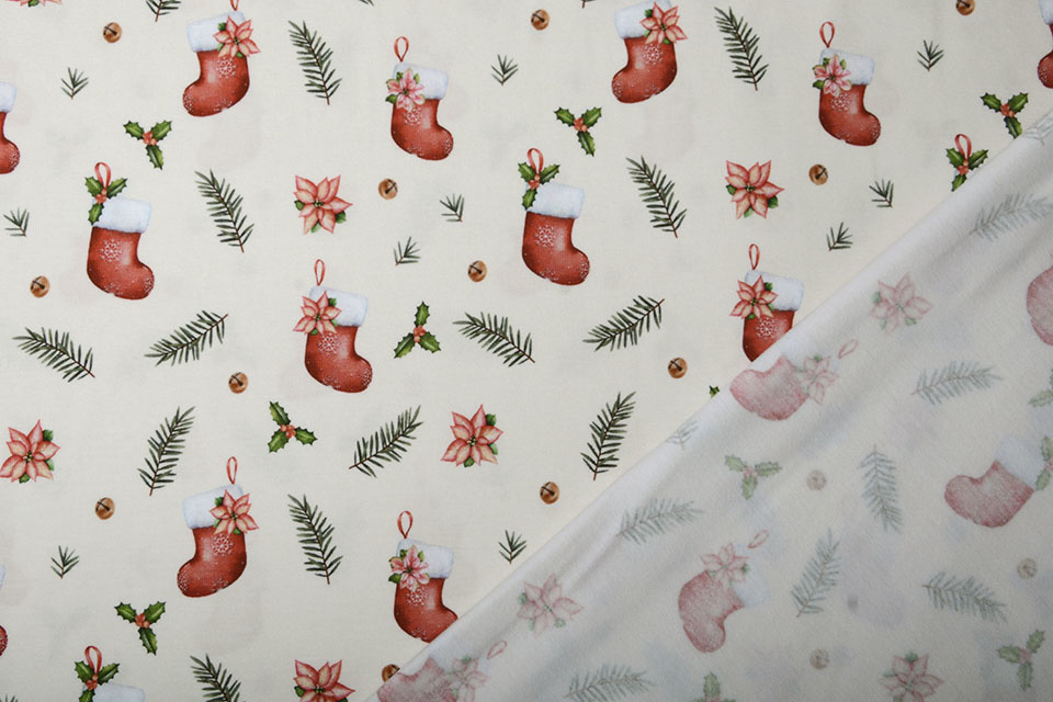 Cotton Jersey Christmas Stocking Creme
