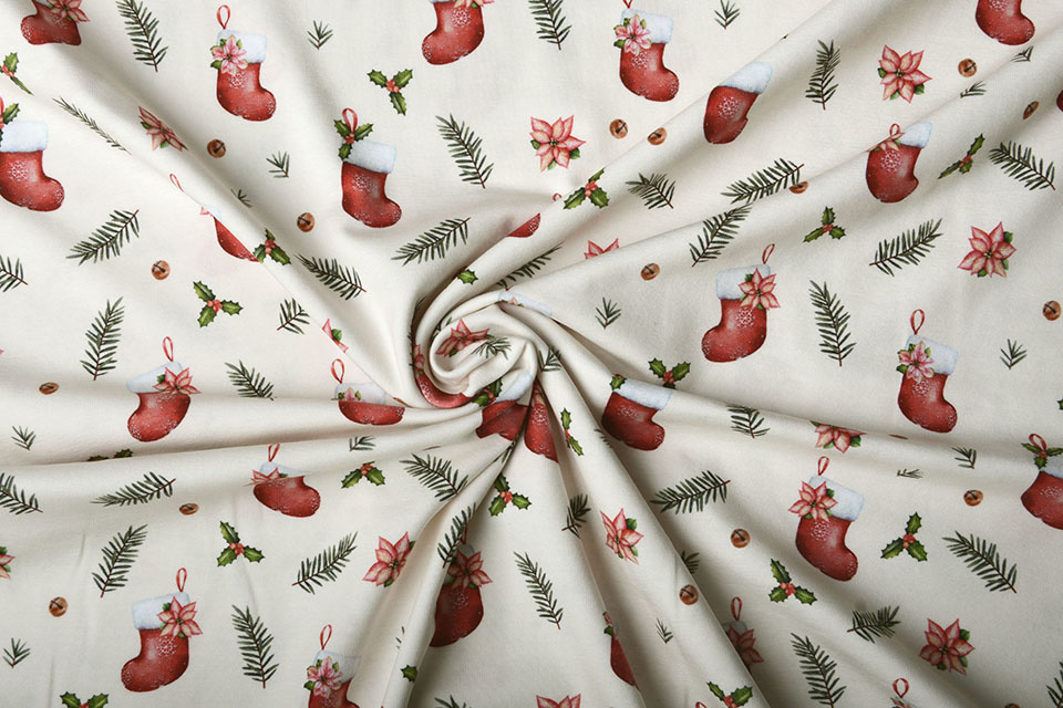 Cotton Jersey Christmas Stocking Creme