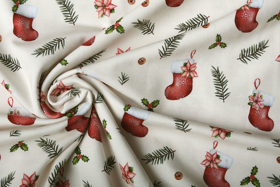 Cotton Jersey Christmas Stocking Creme
